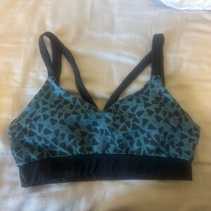 Cleo Harper Black and Teal Patterned Sports Bra